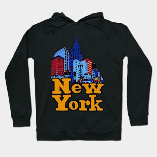 Vintage Retro New York Skyline Decal Hoodie